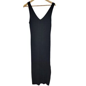 House of Harlow‎ 1960 Medium Black Ribbed V-Neck Bodycon Minimalist Dress M